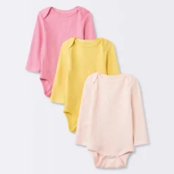 Baby Girls' 3pk Long Sleeve Waffle Bodysuit - Cloud Island™ Pink -Baby Products Series GUEST 0519e5ad 7837 43db a325 09c5dbddd3a9