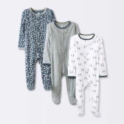 Baby Boys' 3pk Pandas Zip-Up Sleep N' Play - Cloud Island™ Heather Gray -Baby Products Series GUEST 0e627b77 fdb2 4bca ab84 113865f2213d