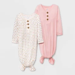 Baby Girls' 2pk Modal Tie NightGown - Cloud Island™ Pink -Baby Products Series GUEST 261e7217 0f0a 40b9 bec6 74f8b1f7e4c6