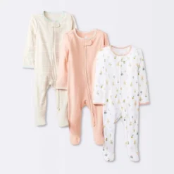 Baby Girls' 3pk Tight Fit Zip-Up Sleep N' Play - Cloud Island™ -Baby Products Series GUEST 4e004300 8d9d 4aa4 b06b 9a01dc986e2b