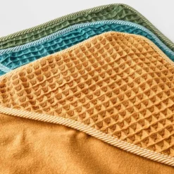 Baby Boys' 3pk Waffle Hooded Bath Towel - Cloud Island™ Olive Green