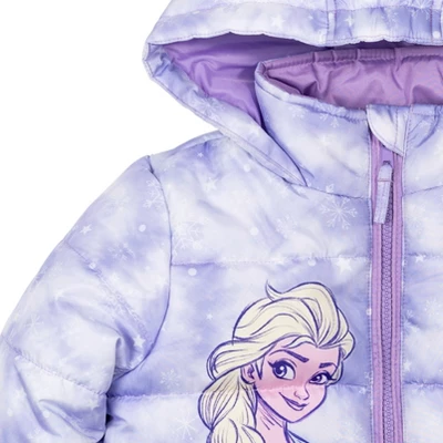 Disney Frozen Princess Anna Elsa Girls Zip Up Puffer Jacket Little Kid 5 Disney Frozen Princess Anna Elsa Girls Zip Up Puffer Jacket Little Kid - Image 5