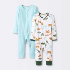 Baby Boys' 2pk Safari Animals Zip Romper - Cloud Island™ -Baby Products Series GUEST 6a050ea2 182d 407e b259 1392e197dbb6
