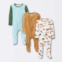 Baby Boys' 3pk Pandas Zip-Up Sleep N' Play - Cloud Island™ Heather Gray -Baby Products Series GUEST 6cf747a5 9f68 4370 bfce 073878019764