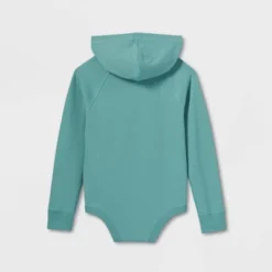 Boys' Adaptive Hooded Adjustable Long Sleeve Bodysuit - Cat & Jack™ Ocean Green