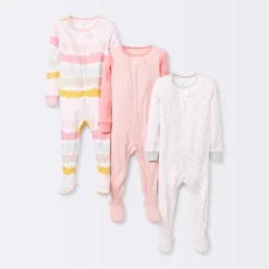 Baby Girls' 3pk Zip-Up Sleep N' Play - Cloud Island™ Pink -Baby Products Series GUEST 94b647b5 692f 4f50 8755 4b10b31fbc94