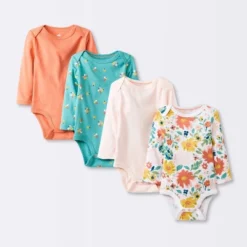 Baby Girls' 4pk Long Sleeve Bodysuit - Cloud Island™ Floral -Baby Products Series GUEST a26d0fc4 a22a 4ecb a6cb 9b713d268e3f