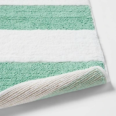 Rugby Striped Kids' Bath Rug Teal - Pillowfort™ 3 Rugby Striped Kids' Bath Rug Teal - Pillowfort™ - Image 3