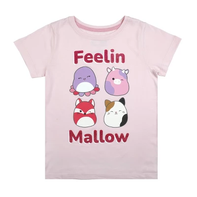 Squishmallows Feelin Mallow Glitter Text Crew Neck Short Sleeve Pink Youth Girl Tee 5 Squishmallows Feelin Mallow Glitter Text Crew Neck Short Sleeve Pink Youth Girl Tee - Image 5