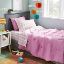 Rainbow Microfiber Striped Kids' Sheet Set - Pillowfort™