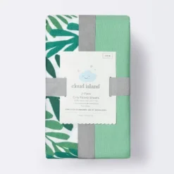 Crib Fitted Sheets Ferms And Solid Green - Cloud Island™ Green 2pk -Baby Products Series GUEST e7025f84 8afb 4bce 95d8 ec5d1d7688dc