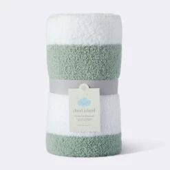 Chenille Stripe Baby Blanket - Green And White Stripe - Cloud Island™ -Baby Products Series GUEST f1d770bd 8395 4c5f 908f 0abf2d889710