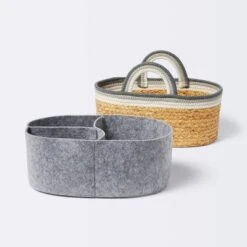 Braided Water Hyacinth Decorative Container With Coiled Rope Handles - Gray - Cloud Island™ 6 Braided Water Hyacinth Decorative Container With Coiled Rope Handles - Gray - Cloud Island™ -Baby Products Series GUEST fc794c5a a9d8 451f 886e 850875b4c360