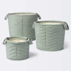 Quilted Fabric Medium Round Storage Basket - Green - Cloud Island™ -Baby Products Series GUEST fe54c62f 90f2 4ff1 bc3f d731445825aa 1